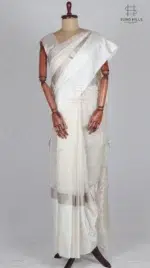 Mashru White Chanderi Silk Saree