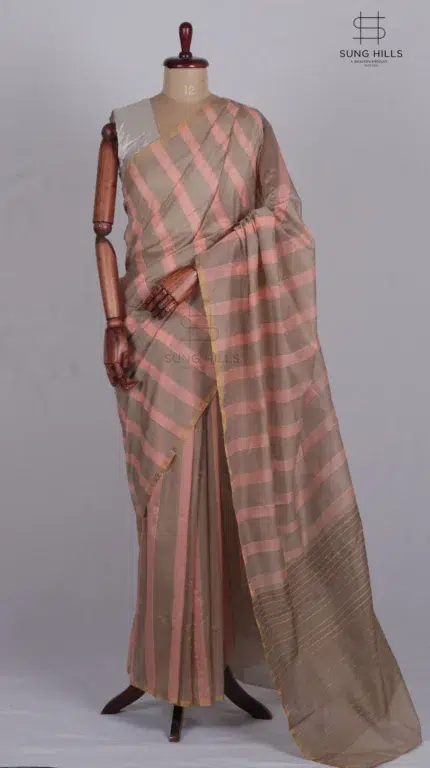 Earthen Stripe Chanderi Silk Saree